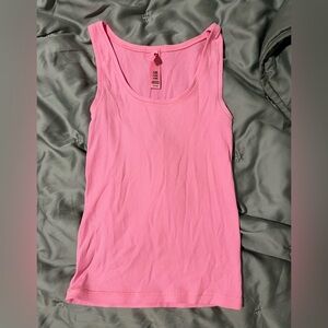 SKIMS Pink Ribbed Tank Top